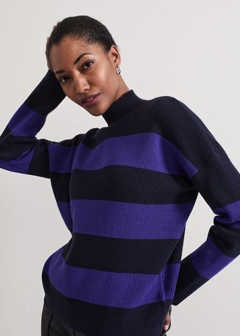 Phase Eight Sammi Stripe Knitwear Navy USA | 1206385-HX